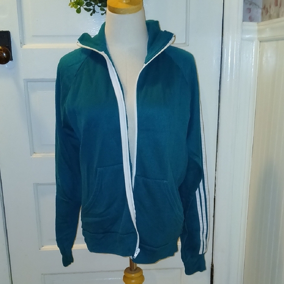 Vintage Teal Zip-Up Jacket with White Accents - Picture 1 of 4
